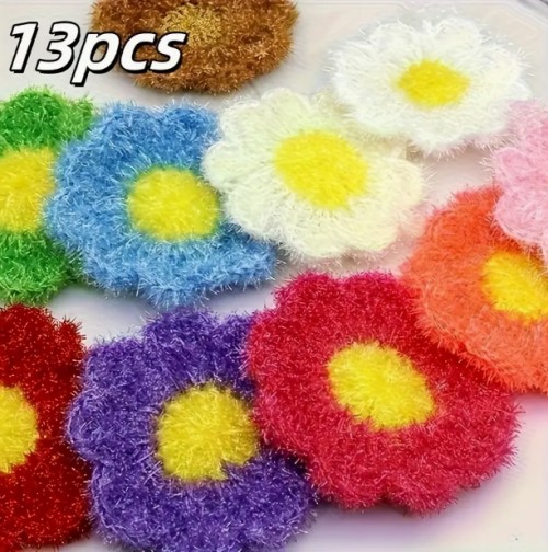 13pcs 멀티컬러 해바라기 식기세척용 브러쉬 세트, 오일방지 부드럽고 빠른 건조성 이지클린 내마모성 사업장용 주방스펀지 - 접시와 냄비 청소에 완벽한 크리스마스 선물. 다채로운 수세절약형 유지보수가 쉬운 설거지 액세서리