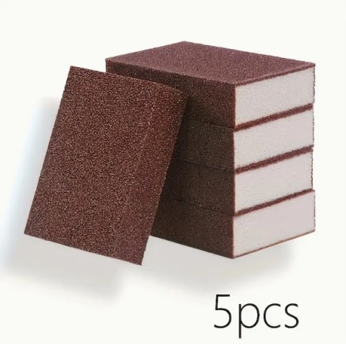 5pcs 헤비 듀티 에메리 매직 스폰지 지우개 세트 - 비전기 탈석 및 녹 제거 스크러버, 식기 세척 및 조리기구 얼룩 제거제, 플라스틱 재질, 주방 냄비 청소 패드, 얼룩 제거 패드 | 인간 중심 디자인 스폰지 | 플라스틱 스크러버