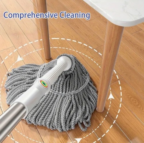 손쉬운 비틀림 마이크로파이버 걸레 - 핸즈프리 세척, 회전 디자인, 내구성 있고 흡수력 좋은 클래식 걸레, 긴 스테인리스 스틸 손잡이, 주방, 욕실, 하드우드 및 라미네이트 바닥용 초대형 젖은 걸레 천 - 다목적 청소 도구, 세탁 가능한 걸레,욕실용 걸레,바닥 청소용 걸레,바닥 청소용 걸레,주방용 걸레,벽 청소용 물걸레,긴 손잡이 걸레,스퀴즈 몹,청소용 걸레,미니 몹
