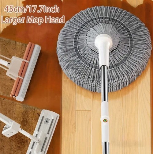 손쉬운 비틀림 마이크로파이버 걸레 - 핸즈프리 세척, 회전 디자인, 내구성 있고 흡수력 좋은 클래식 걸레, 긴 스테인리스 스틸 손잡이, 주방, 욕실, 하드우드 및 라미네이트 바닥용 초대형 젖은 걸레 천 - 다목적 청소 도구, 세탁 가능한 걸레,욕실용 걸레,바닥 청소용 걸레,바닥 청소용 걸레,주방용 걸레,벽 청소용 물걸레,긴 손잡이 걸레,스퀴즈 몹,청소용 걸레,미니 몹