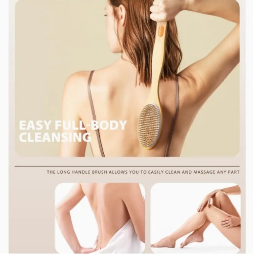 1개 부드럽고 단단한 천연 브러시가 있는 바디 스크러버, 양면 긴 손잡이 샤워 브러시, 등 스크러버, 목욕용 또는 건식 브러시, 목욕 브러시, 등 브러시, 긴 손잡이 목욕 브러시, 욕조 액세서리, 샤워용 등 클리너, 목욕 스크럽, 바디 스크러빙 브러시, 건식 브러싱, 인체공학적 디자인, 부드러운 브러시 스크러버, 천연 브러시 브러시, 각질 제거 브러시, 목욕 액세서리, 셀프케어 필수품