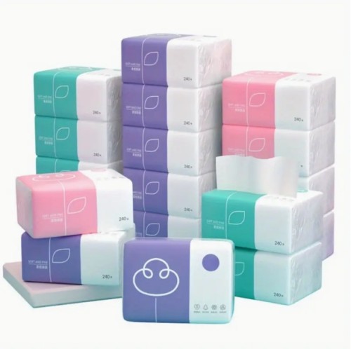 6팩 구매, 프리미엄 티슈 페이퍼, 240매/팩, 4겹 얼굴 티슈, 저렴한 가정용 포장지, 내구성 있는 흡수성 냅킨 – 집, 기숙사, 사무실 및 야외 사용을 위한 완벽한 청소 동반자