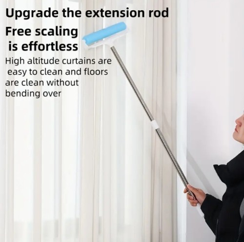 24cm 폭 재사용 가능한 린트 롤러 - 내구성 있는 플라스틱 손잡이가 있는 세탁 가능 애완동물 털 제거기, 집에서 사용하기 좋은 강력한 먼지 수집 기능, 컬러풀 컨페티 디자인의 블루 롤러, 가정 청소 도구 | 유쾌한 디자인 | 튼튼한 구조, 옷용 린트 리무버