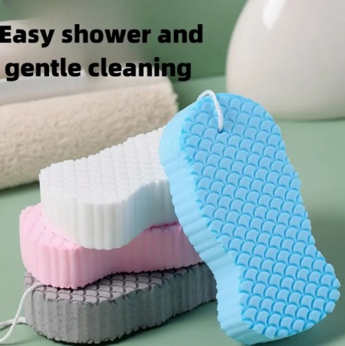 1pc 초강력 소프트 엑스폴리에이션 욕조 스폰지 - 재사용 가능한 바디 워셔, 조명 베이지 친화적인 스크럽, 다기능 샤워 도구, 생생한 색상 (핑크, 화이트, 블루, 옐로우, 블랙, 그린) - 스파 품질 욕실 액세서리, 욕조 스폰지, 세련된 디자인, 부드러운 질감