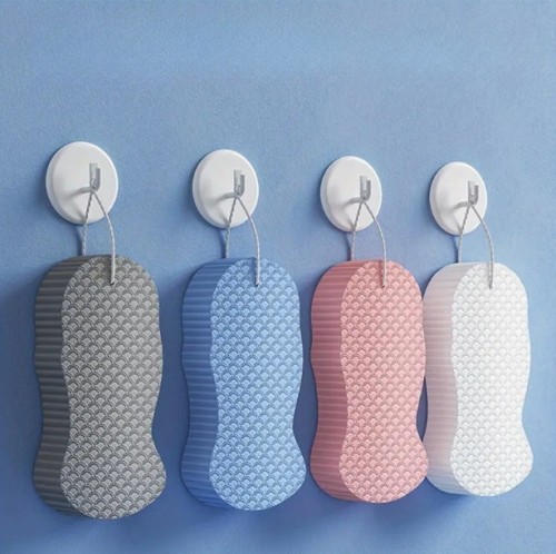 1pc 초강력 소프트 엑스폴리에이션 욕조 스폰지 - 재사용 가능한 바디 워셔, 조명 베이지 친화적인 스크럽, 다기능 샤워 도구, 생생한 색상 (핑크, 화이트, 블루, 옐로우, 블랙, 그린) - 스파 품질 욕실 액세서리, 욕조 스폰지, 세련된 디자인, 부드러운 질감
