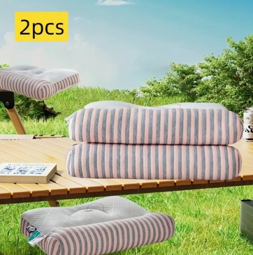 2개 세트 3D 자수 베개, 편안하고 부드러운 통기성 좋은 모던 미니멀리스트 스타일 지퍼형, 기계 세탁 가능, 다양한 수면에 적합, 목 보호 및 수면 보조 기능, 홈 & 호텔용 침구 액세서리, 베개 내장 포함