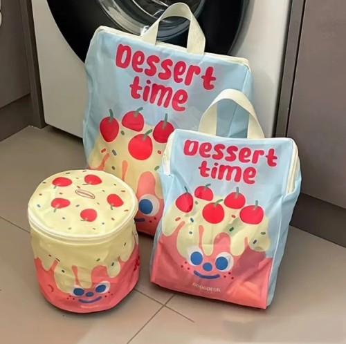 빈티지 캔디 디저트 프린트 세탁용 가방, 세탁기 필터 백, 옷과 속옷 보호용 미세 메쉬 내구성