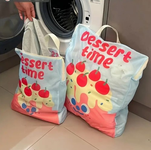 빈티지 캔디 디저트 프린트 세탁용 가방, 세탁기 필터 백, 옷과 속옷 보호용 미세 메쉬 내구성