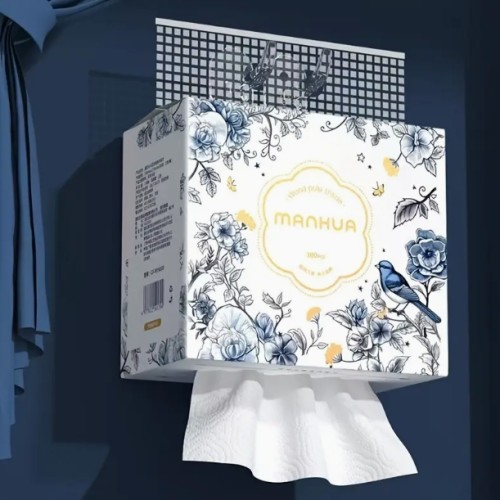 1팩 300장 종이 가정용 걸이 손수건, 150장 원천 목질, 염색 없음, 개별 시트, 4층 두꺼운, 욕실, 주방, 어머니와 어린이를 위한