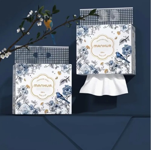 1팩 300장 종이 가정용 걸이 손수건, 150장 원천 목질, 염색 없음, 개별 시트, 4층 두꺼운, 욕실, 주방, 어머니와 어린이를 위한