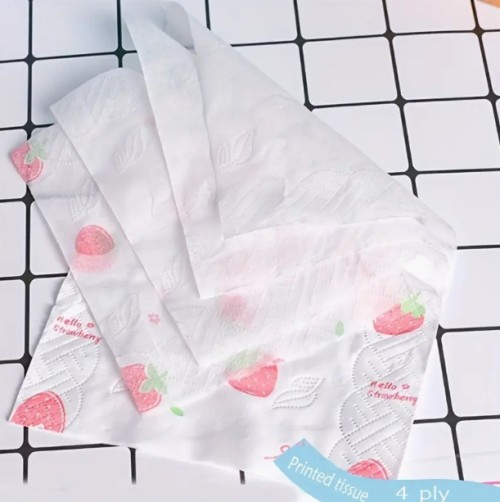 4팩 귀여운 딸기 패턴 소프트 티슈 - 4겹 두꺼운 흡수력 좋은 얼굴용 티슈, 여행/집/파티/생일 필수품 - 위생적 일회용 클리닝 와이프, 사랑스러운 디자인과 재미있는 포장, 고품질 종이