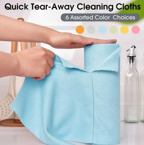 40장 (20롤) KitchLife 재사용 가능한 마이크로파이버 청소천 - 찢어짐 방지 린트 프리 세탁 가능 종이타월, 둥근 모서리 블루, 주방, 차량, 접시 및 민감한 표면 다목적 사용, 현대적인 디자인, 내구성 & 부드러움