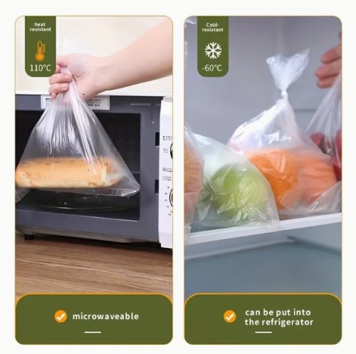 200개 내구성 있는 찢어지지 않는 플라스틱 식품 보관용 가방, 과일 및 채소용, 40.03cm x 30.02cm - 야외 요리 및 주방 사용에 이상적, 채소 보관