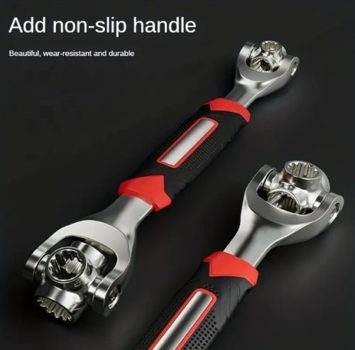 1개 8-in-1 멀티펑션 소켓 렌치 - 미끄럼 방지 인체공학적 핸들 & 52-in-1 토크 렌치, 45강철 구조, 8개의 소켓 (미터법 & SAE), 자동차 타이어 제거용 360° 회전 헤드, 메카닉 및 DIY용 자동차 수리 도구 - 내구성 있는 충격 저항 디자인, 차량 유지보수, 전문가급 도구, 정밀 공학, 홈 가라지 도구, 전동 공구, 오토바이 수리, 세련된 도구 디자인, 부식 방지 재질
