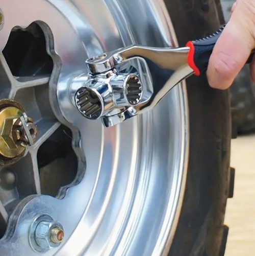 1개 8-in-1 멀티펑션 소켓 렌치 - 미끄럼 방지 인체공학적 핸들 & 52-in-1 토크 렌치, 45강철 구조, 8개의 소켓 (미터법 & SAE), 자동차 타이어 제거용 360° 회전 헤드, 메카닉 및 DIY용 자동차 수리 도구 - 내구성 있는 충격 저항 디자인, 차량 유지보수, 전문가급 도구, 정밀 공학, 홈 가라지 도구, 전동 공구, 오토바이 수리, 세련된 도구 디자인, 부식 방지 재질