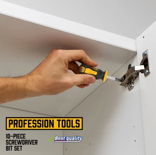 12개 세트의 자석 드라이버로, 5개의 필립스와 5개의 플랫헤드 드라이버, 전문적인 쿠션 핸들, 그리고 2개의 키 드라이버가 포함되어 있습니다.