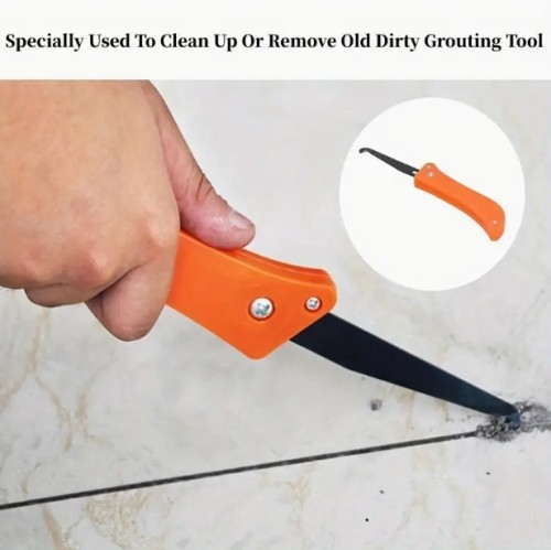 프로용 굿트 제거 도구 1개, 접이식 뷰티 심 건설 후크 나이프, 세라믹 타일 갭 청소 도구, 주방, 욕실, 침실 타일 이음모 및 모서리를 위한 심 슬로터, 내구성 있는 소재