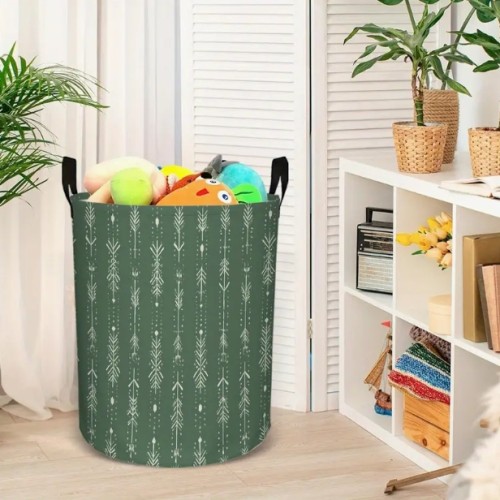 손잡이가 있는 현대적인 라운드 스토리지 바스켓 1개 - 접이식 세탁 정리함, 공간 절약 옷 바구니, 기숙사, 주방, 사무실, 옷장 정리함 - 튼튼한 폴리에스터 바스켓, 집, 선물, 작은 공간용 - 세탁물, 책, 장식, 세탁 바스켓, 일상 필수품, 스칸디나비아 더티 옷, 삼각형 바스켓, 소형 세탁 바스켓, 책 보관, 당근, 수직 보관/정리 바스켓, 뚜껑이 있는 세탁 바스켓, 세탁 정리 및 보관