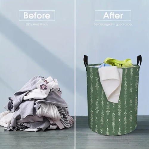 손잡이가 있는 현대적인 라운드 스토리지 바스켓 1개 - 접이식 세탁 정리함, 공간 절약 옷 바구니, 기숙사, 주방, 사무실, 옷장 정리함 - 튼튼한 폴리에스터 바스켓, 집, 선물, 작은 공간용 - 세탁물, 책, 장식, 세탁 바스켓, 일상 필수품, 스칸디나비아 더티 옷, 삼각형 바스켓, 소형 세탁 바스켓, 책 보관, 당근, 수직 보관/정리 바스켓, 뚜껑이 있는 세탁 바스켓, 세탁 정리 및 보관