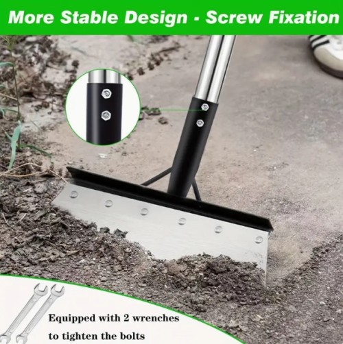 헤비듀티 스틸 다용도 정원 삽 (조절 가능한 긴 손잡이 114.3cm) - 제초, 잔디 테두리 작업, 파기, 얼음 제거용 플랫 & 레이저 블레이드 - 인체공학적 그립, 내구성 강화 구조의 주거 및 상업용 수동 야외 도구