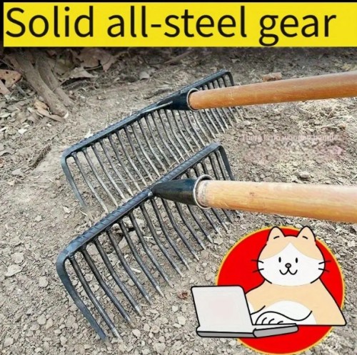 1개 헤비듀티 정원 갈퀴, 21톱니 멀티펑션 잡초 제거 핸드 레이크, 비접착 고강도 톱니, 녹슬지 않는 금속 잔디갈퀴, 발굴 및 잔디 관리용 가드닝 도구에 적합한 내구성 있는 농업 공구