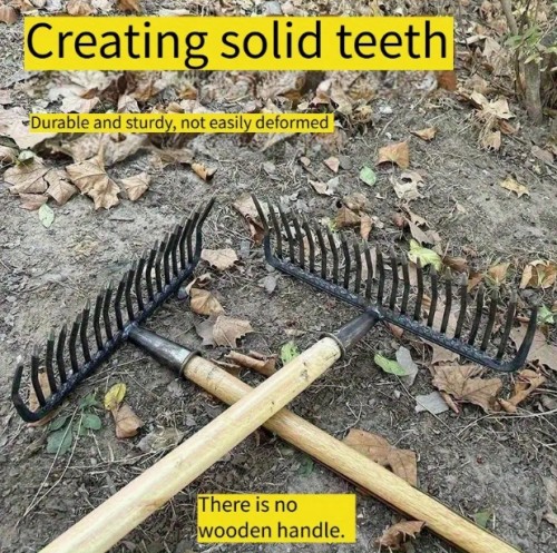 1개 헤비듀티 정원 갈퀴, 21톱니 멀티펑션 잡초 제거 핸드 레이크, 비접착 고강도 톱니, 녹슬지 않는 금속 잔디갈퀴, 발굴 및 잔디 관리용 가드닝 도구에 적합한 내구성 있는 농업 공구