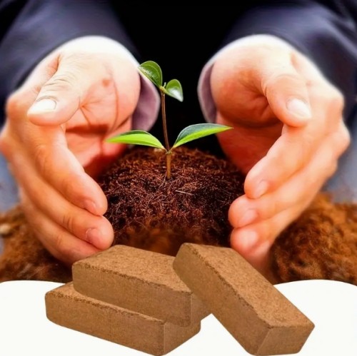 4개 코코넛 섬유 벽돌, 실내외 화분용 범용 탈염 코코넛 토양 혼합 – 가든 및 화초 재배에 이상적