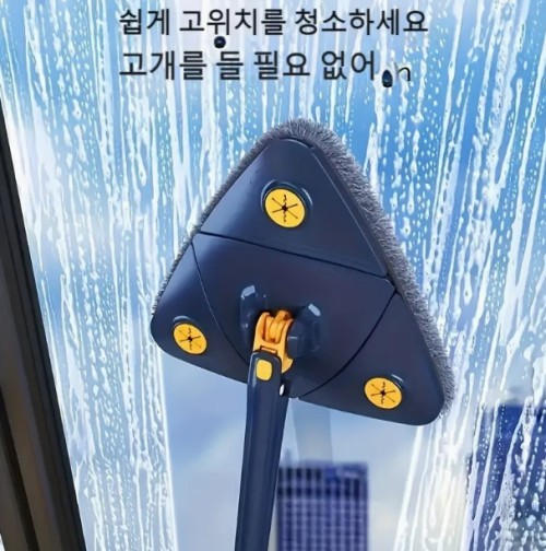 1세트, 360° 회전 삼각형 청소대, 긴 손잡이 바닥걸레, 핸즈프리 물빼기 기능, 습식/건식 겸용 걸레, 바닥·벽·천장·구석·유리 청소용, 청소 도구