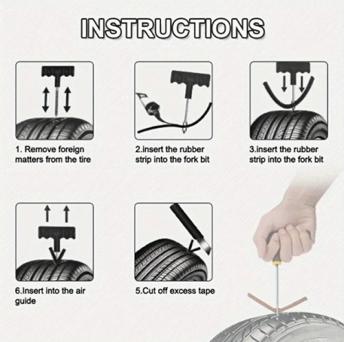 자동차 및 오토바이용 완벽한 타이어 수리 키트 - 쉬운 펑크 수리 및 교체 도구, 금속 구조