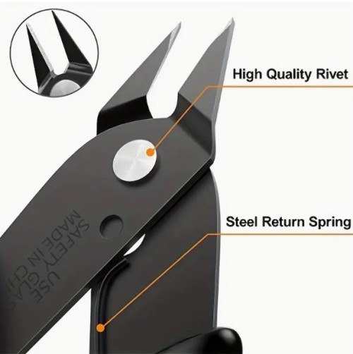 1개 정밀 5인치 탄소강 와이어 커터, 비접이식 블레이드 주얼리 제작, 전자 및 취미 공예용 - 야외 사용, 주얼리 제작 도구 | 슬림 커터 | 편안한 그립